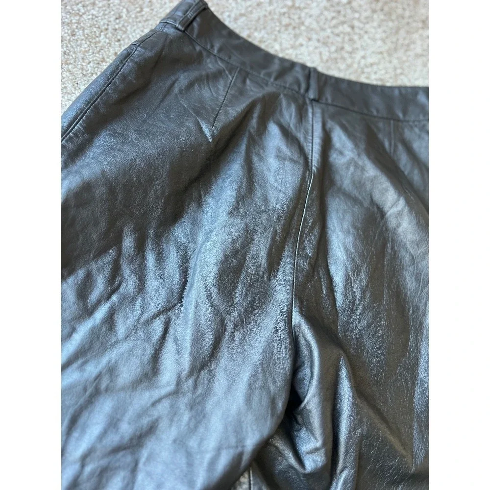 Vintage 80s Leather Pants High Waist Pleated Black‎ Size 6 Toffs